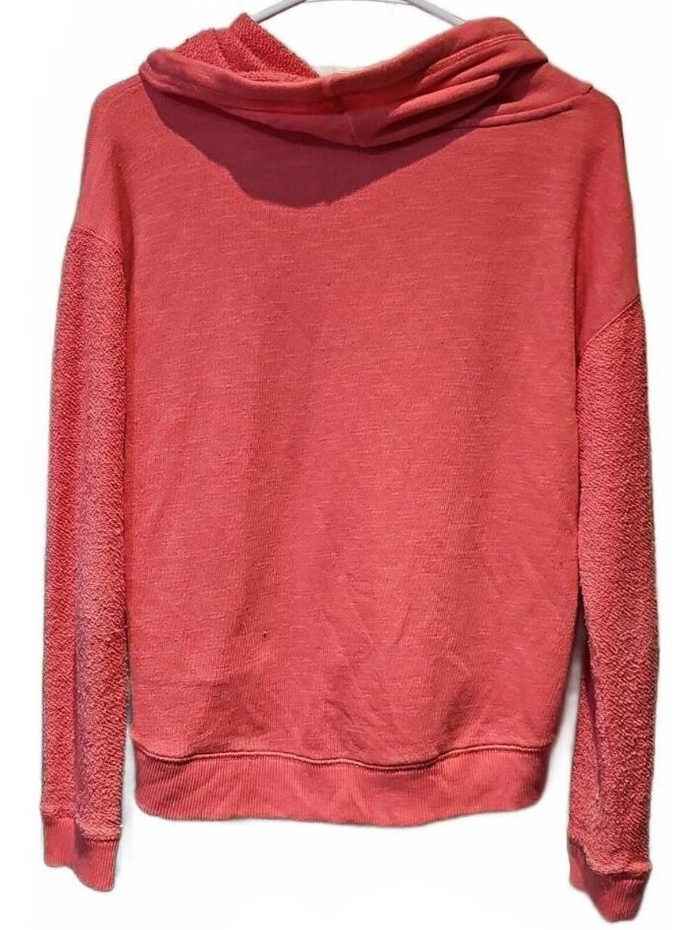 American Eagle Tie Cowl Neck Long Sleeves Coral Knit Top Size Medium. Textured - Picture 6 of 6